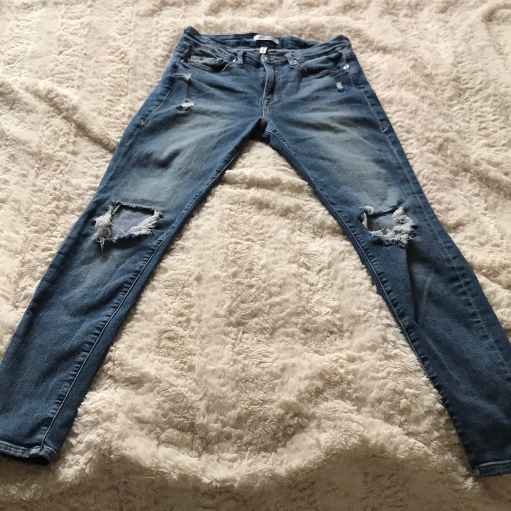 Good America Distressed High Waisted Jeans